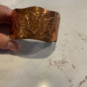 Embossed Large Copper Cuff Bracelet